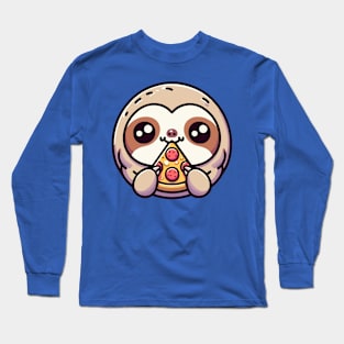 Sloth Eating Pizza Long Sleeve T-Shirt